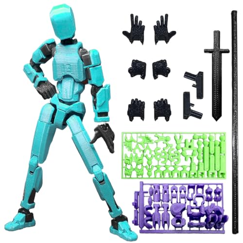 Titan 13 Action Figure, 3D Printed DUMMY 13 Action Figure by Lucky 13 Toys, T13 Action Figures 3D Printed Multi-Jointed Movable Toy, Desktop Decorations for Game Lovers Gifts (Sky Blue, Black frame) von QEOTOH
