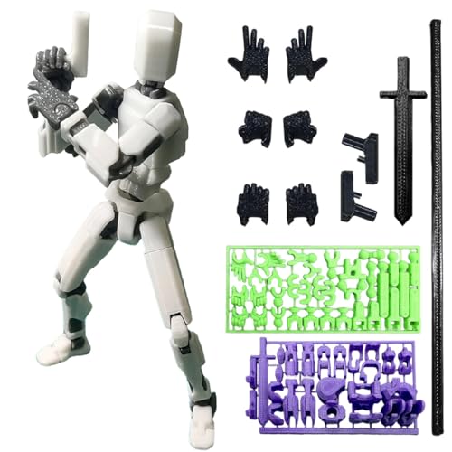 Titan 13 Action Figure, 3D Printed DUMMY 13 Action Figure by Lucky 13 Toys, T13 Action Figures 3D Printed Multi-Jointed Movable Toy, Desktop Decorations for Game Lovers Gifts (White, Gray frame) von QEOTOH