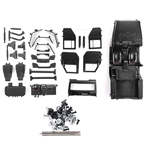 QERLONG 313mm Radstand Offene Karosserie Zubehör Passend für SCX10 90046 1/10 RC Automodell Montage Robuste Innendetails Demontagesatz Simulation Cool (Black) von QERLONG