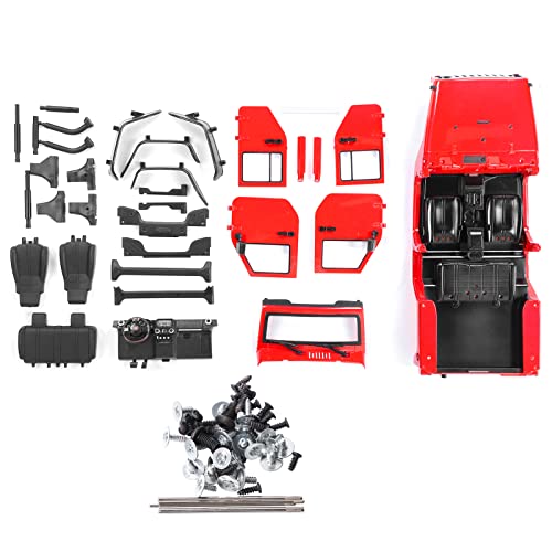 QERLONG 313mm Radstand Offene Karosserie Zubehör Passend für SCX10 90046 1/10 RC Automodell Montage Robuste Innendetails Demontagesatz Simulation Cool (Red) von QERLONG