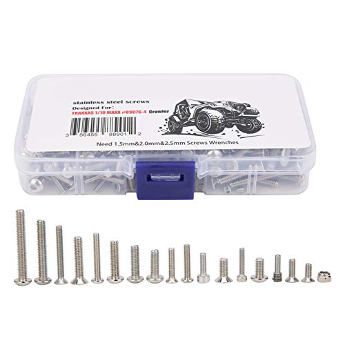 QERLONG Edelstahlschrauben Box Set Accessoire für maxx 1/10 RC -Auto hohe Härte Verschleiß Widerstand Korrosionswiderstand mit Speicherbox Verschiedene Längentypen Schrauben von QERLONG