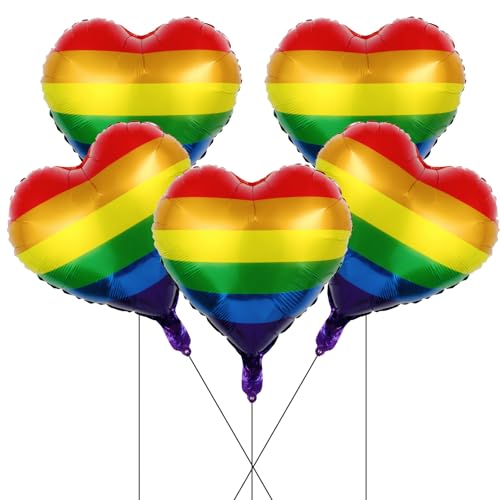 5 Stück Regenbogen-Luftballons, Herz-Ballon, Stolz, Zubehör, selbstaufblasende Luftballons, Folienballon, Party-Dekorationen, Regenbogen-Party-Dekorationen für Erwachsene, Geburtstagsdekorationen 5 Stück Regenbogen-Luftballons, Herz-Ballon, Stolz, Zubehör, selbstaufblasende Luftballons, Folienballon, Party-Dekorationen, Regenbogen-Party-Dekorationen für Erwachsene, Geburtstagsdekorationen von QESSUVNC