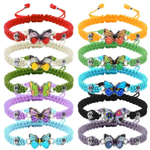 QESSUVNC10 Freundschaftsarmbänder , Farbiges Armbänder Kinder Mit schmetterling Anhänger, Geflochtenes Armband für Mädchen, Kindergeburtstag Gastgeschenke von QESSUVNC