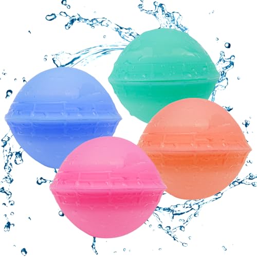 4 Stück Wasserbomben Wiederverwendbar, Wasserballons Set Splash Bälle, Geeignet für Kinder Erwachsene Sommer Outdoor Wasser Spiel Hof Schwimmbad Strand Party 4 Stück Wasserbomben Wiederverwendbar, Wasserballons Set Splash Bälle, Geeignet für Kinder Erwachsene Sommer Outdoor Wasser Spiel Hof Schwimmbad Strand Party von QETRABONE