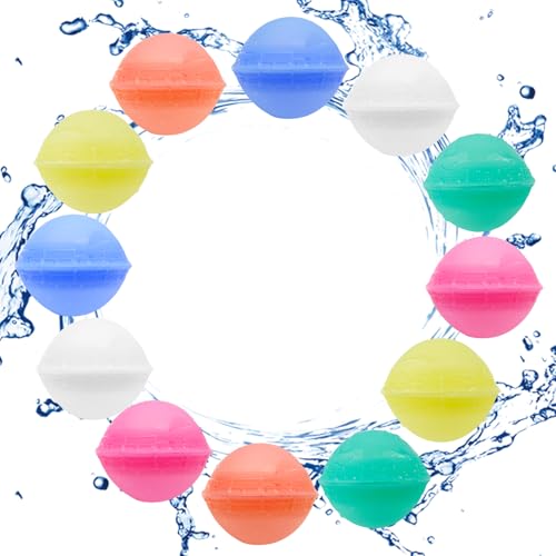 Wasserbomben Selbstschließend, 12 Stück Wiederverwendbare Wasserballons Bomben, Wasserbomben Set Splash Bälle, Einfaches und schnelles Befüllen, Geeignet für Kinder, Erwachsene, Strand, Poolparty Wasserbomben Selbstschließend, 12 Stück Wiederverwendbare Wasserballons Bomben, Wasserbomben Set Splash Bälle, Einfaches und schnelles Befüllen, Geeignet für Kinder, Erwachsene, Strand, Poolparty von QETRABONE