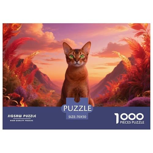 Abyssinian, 1000-Teile-Puzzle, Reiche Details Und Lebendige Farben, Perfekt Für Kunstrahmen, Ab 12 Jahren,Haustier Katze, 70x50cm/1000pcs von QEVAWPAE