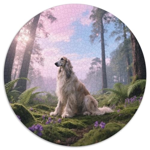 Afghanischer Hund1000-teiliges Rundpuzzle MitHaustierhund, EIN Anspruchsvolles Denkspiel Für Erwachsene, Ideal Für Ruhige Wochenenden 1000pcs (67.5x67.5cm) von QEVAWPAE