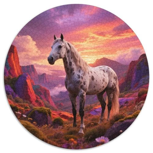 Appaloosa1000-teiliges Rundpuzzle MitPferd, EIN Anspruchsvolles Denkspiel Für Erwachsene, Ideal Für Ruhige Wochenenden 1000pcs (67.5x67.5cm) von QEVAWPAE