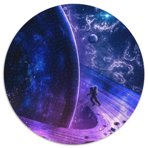Astronaut, 1000 Stück Puzzle in Runder Form, Geistige Herausforderung Und Spaß, Dekorationsstück, Geeignet Ab 8 Jahren, 1000pcs (67.5x67.5cm) von QEVAWPAE