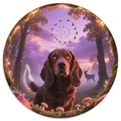 BeagleEntspannendes Rundpuzzle MitHaustierhund, 1000 Teile, Mittlerer Schwierigkeitsgrad, Ideal Für Familienabende 1000pcs (67.5x67.5cm) von QEVAWPAE