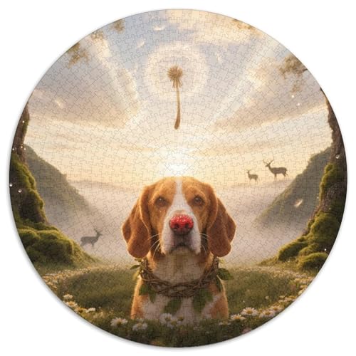 BeagleRundes Puzzle (1000 Teile) MitHaustierhund, Für Gemeinsame Abende Mit Freunden Und Familie 1000pcs (67.5x67.5cm) von QEVAWPAE