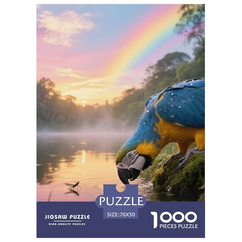 Blau-Gelb Macaw1000 Stück Rundes Puzzle Künstlerische Aufgabe Für Alle Altersgruppen Inspirierende Kreativität Vogel Edles Geschenk Inneneinrichtung 70x50cm/1000pcs von QEVAWPAE