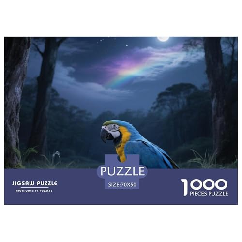 Blau-Gelb Macaw1000 Stück Rundes Puzzle Unterhaltsames Logikspiel Für Paare Kreative Interaktion Vogel Dekorationsidee Date Night 70x50cm/1000pcs von QEVAWPAE