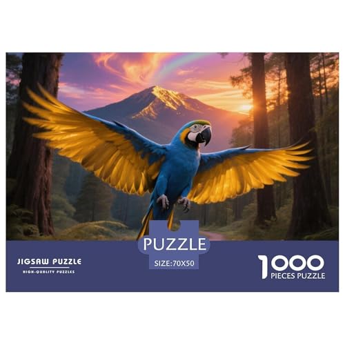 Blau-Gelb Macaw1000 Stück Rundes Puzzle Wettbewerbsfähig Für Jugendliche Schnelles Denken Puzzle Rennen Vogel Akademische Umgebung Club 70x50cm/1000pcs von QEVAWPAE
