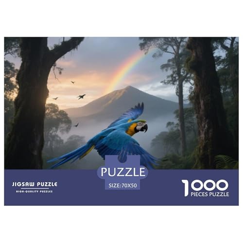 Blau-Gelb Macaw1000 Stück Rundes Puzzle Wettbewerbsfähiges Spiel Für Jugendliche Und Erwachsene Zeitgesteuerte Herausforderung Vogel Gruppenaktivität Preis 70x50cm/1000pcs von QEVAWPAE