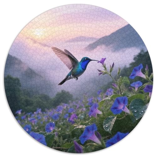 Blaue Kehle Kolibri1000 Stück Rundes Puzzle Fortgeschrittenes Niveau Für Jugendliche Und Erwachsene Gehirntraining Visuelles LernenVogel Optimal Für Bildungseinrichtungen 1000pcs (67.5x67.5cm) von QEVAWPAE