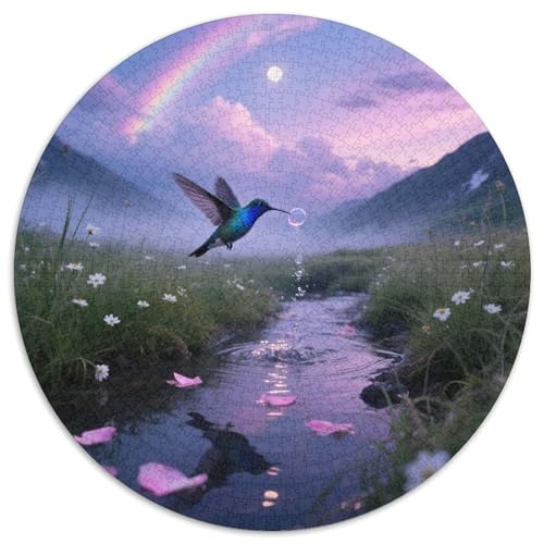 Blaue Kehle Kolibri1000 Stück Rundes Puzzle Leicht Für Senioren Und Erwachsene Mentales FitnesstrainingVogel Elegante Wanddekoration Gesprächsstoff 1000pcs (67.5x67.5cm) von QEVAWPAE