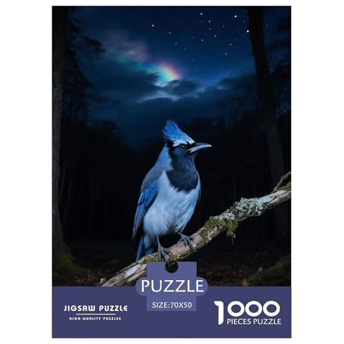 Blauer Jay1000 Stück Rundes Puzzle Beliebt Bei Jugendlichen Leicht Koordination Pädagogisches Spiel Vogel Geeignet Für Klassenzimmer Kinderzimmer 70x50cm/1000pcs von QEVAWPAE