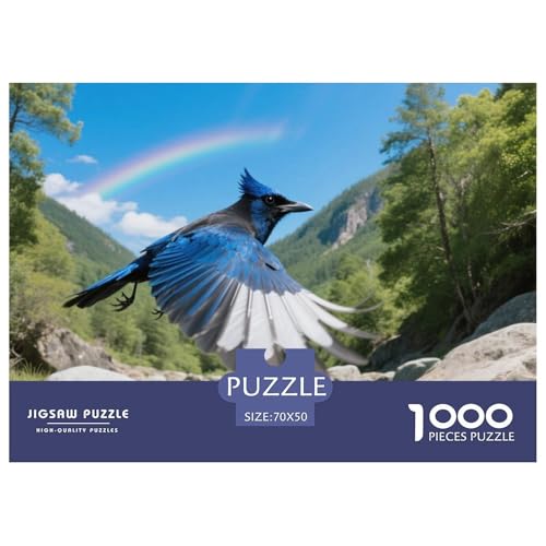 Blauer Jay1000 Stück Rundes Puzzle Einfach Für Anfänger Entspannendes Hobby Vogel Ideal Für Wochenendaktivitäten Lernspiel 70x50cm/1000pcs von QEVAWPAE