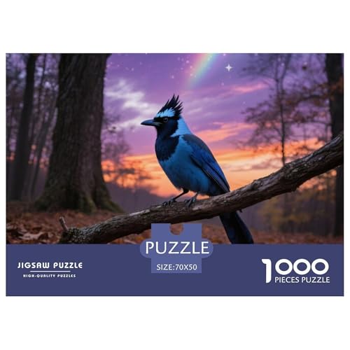 Blauer Jay1000 Stück Rundes Puzzle Leichte Schwierigkeit Für Kinder Und Jugendliche Fähigkeitenentwicklung Vogel Künstlerische Kreation Perfekt Für Klasse 70x50cm/1000pcs von QEVAWPAE