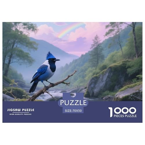 Blauer Jay1000 Stück Rundes Puzzle Mittlere Komplexität Für Alle Altersgruppen Logisches Denken Mehrfacher Spaß Vogel Heimdekoration Familienzeit 70x50cm/1000pcs von QEVAWPAE