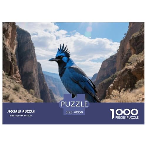 Blauer Jay1000 Stück Rundes Puzzle Unterhaltsames Logikspiel Für Paare Kreative Interaktion Vogel Dekorationsidee Date Night 70x50cm/1000pcs von QEVAWPAE