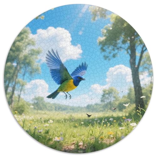 Blauflügelter Warbler1000 Stück Rundes Puzzle Einfach Für Anfänger Entspannendes HobbyVogel Ideal Für Wochenendaktivitäten Lernspiel 1000pcs (67.5x67.5cm) von QEVAWPAE
