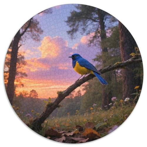 Blauflügelter Warbler1000 Stück Rundes Puzzle Sanfter Fluss Für Ältere Sichere TeilnahmeVogel Ruhestand Geschenk Beruhigende Kunst 1000pcs (67.5x67.5cm) von QEVAWPAE