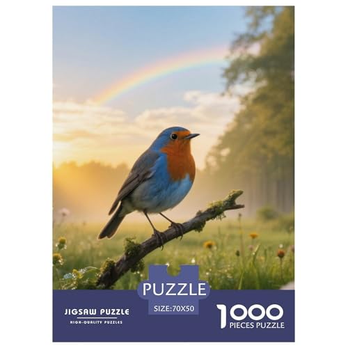 BlueVogel1000 Stück Rundes Puzzle Mittlere Komplexität Für Alle Altersgruppen Logisches Denken Mehrfacher Spaß Vogel Heimdekoration Familienzeit 70x50cm/1000pcs von QEVAWPAE