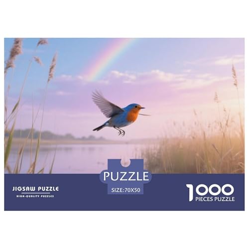 BlueVogel1000 Stück Rundes Puzzle Tiefe Herausforderung Für Puzzleexperten Strategie Konzentration Vogel Premium Geschenk Gerahmte Ausstellung 70x50cm/1000pcs von QEVAWPAE