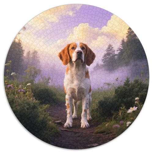 BretagnePuzzle MitHaustierhund, Rundes Format Mit 1000 Teilen, Geeignet Für Puzzlegruppen Und Senioren 1000pcs (67.5x67.5cm) von QEVAWPAE