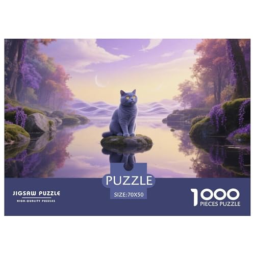 British Shorthair, 1000-Teile-Puzzlespiel, Elegantes Und Sorgfältiges Design, Ideal Als Wandkunst Oder Für Sammler, Ab 8 Jahren,Haustier Katze, 70x50cm/1000pcs von QEVAWPAE