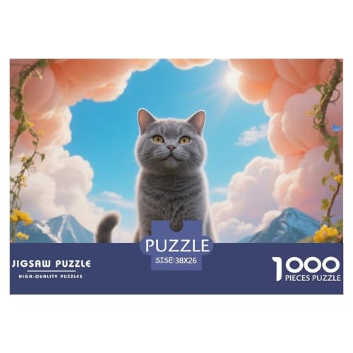 British Shorthair, 1000-Teile-Puzzlespiel, Liebevoll Gestaltete Motive, Perfekt Für Familienabende, Ab 10 Jahren,Haustier Katze, 38x26cm/1000pcs von QEVAWPAE