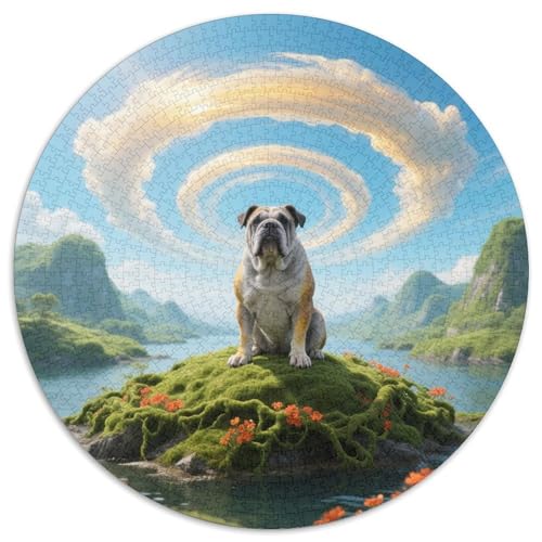 BulldogsAnspruchsvolles Rundpuzzle MitHaustierhund, 1000 Teile, Ideal Zur Förderung Der Konzentration 1000pcs (67.5x67.5cm) von QEVAWPAE