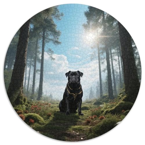 BulldogsKünstlerisches 1000-Teile Puzzle in Runder Form MitHaustierhund, Ideal Für Puzzlefreunde Ab 14 1000pcs (67.5x67.5cm) von QEVAWPAE