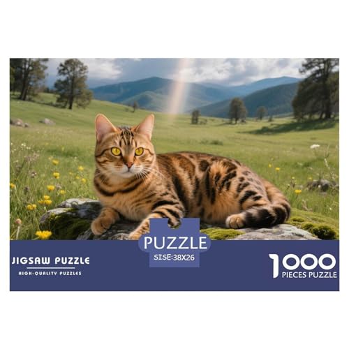 California Spangled, 1000-Teile-Puzzlespiel, Harmonische Und Entspannende Freizeit, Geeignet Für Die Ganze Familie, Ab 10 Jahren,Haustier Katze, 38x26cm/1000pcs von QEVAWPAE
