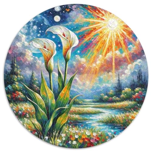 Calla LilyBeruhigendes Puzzle Im Runden Format Mit, 1000 Teile, Für Kreative Erwachsene Und Jugendliche 1000pcs (67.5x67.5cm) von QEVAWPAE