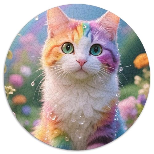 Cat, 1000 Stück Puzzle Rund, Spannendes Und Beruhigendes Spiel, Dekoration, Geeignet Ab 12 Jahren, 1000pcs (67.5x67.5cm) von QEVAWPAE