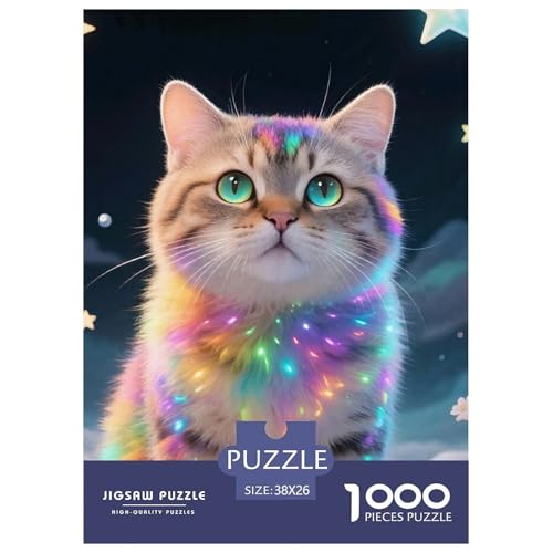 Cat, 1000-Teile-Puzzle, Beruhigender Und Lohnender Zeitvertreib, Ideal Für Innendekoration, Ab 12 Jahren, 38x26cm/1000pcs von QEVAWPAE