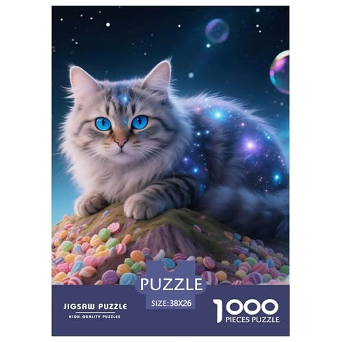Cat, 1000-Teile-Puzzle, Beruhigender Und Lohnender Zeitvertreib, Ideal Für Innendekoration, Ab 12 Jahren, 38x26cm/1000pcs von QEVAWPAE