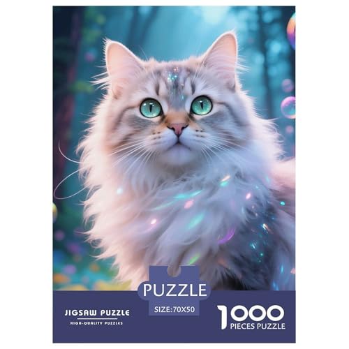 Cat, 1000-Teile-Puzzle, Beruhigender Und Lohnender Zeitvertreib, Ideal Für Innendekoration, Ab 12 Jahren, 70x50cm/1000pcs von QEVAWPAE