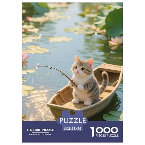 Cat, 1000-Teile-Puzzle, Entspannende Aktivität Mit Künstlerischem Wert, Geeignet Für Familie Und Freunde, Ab 14 Jahren, 38x26cm/1000pcs von QEVAWPAE