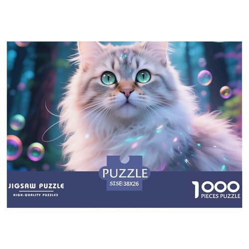 Cat, 1000-Teile-Puzzle, Entspannende Und Anspruchsvolle Freizeitbeschäftigung, Wanddekoration, Ab 12 Jahren, 38x26cm/1000pcs von QEVAWPAE
