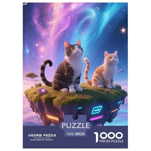 Cat, 1000-Teile-Puzzle, Fördert Geduld Und Konzentration, Geschenk Oder Dekoration, Ab 12 Jahren, 38x26cm/1000pcs von QEVAWPAE