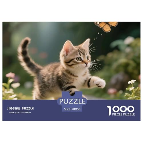 Cat, 1000-Teile-Puzzle, Fördert Geduld Und Konzentration, Geschenk Oder Dekoration, Ab 12 Jahren, 70x50cm/1000pcs von QEVAWPAE