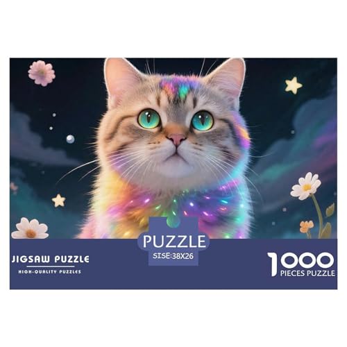 Cat, 1000-Teile-Puzzle, Fördert Konzentration Und Geduld, Ideal Für Dekorative Zwecke, Ab 14 Jahren, 38x26cm/1000pcs von QEVAWPAE