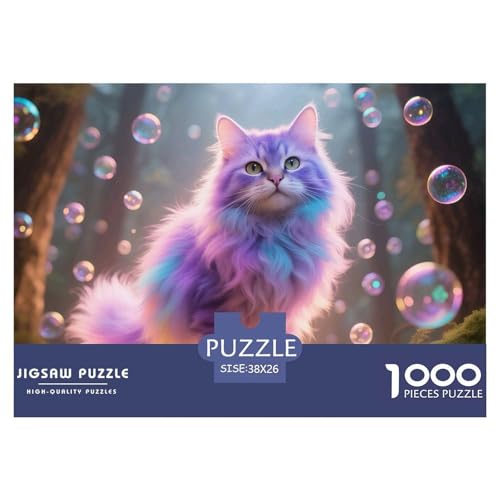 Cat, 1000-Teile-Puzzle, Fördert Konzentration Und Geduld, Ideal Für Dekorative Zwecke, Ab 14 Jahren, 38x26cm/1000pcs von QEVAWPAE