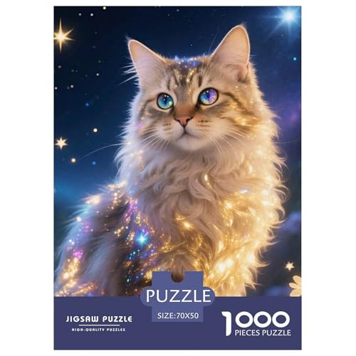 Cat, 1000-Teile-Puzzle, Kreative Herausforderung Für Geduldige, Ab 14 Jahren, 70x50cm/1000pcs von QEVAWPAE