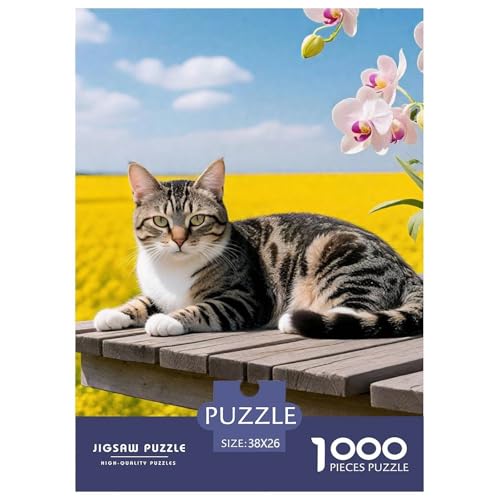 Cat, 1000-Teile-Puzzle, Unterhaltsames Und Beruhigendes Hobby, Perfekt Für Wandbilder, Ab 14 Jahren, 38x26cm/1000pcs von QEVAWPAE