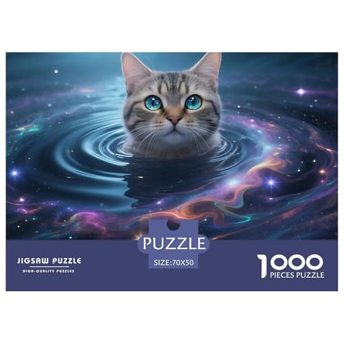 Cat, 1000-Teile-Puzzlespiel, Fesselndes Und Kreatives Erlebnis, Ideal Für Zuhause Oder Als Geschenk, Ab 10 Jahren, 70x50cm/1000pcs von QEVAWPAE